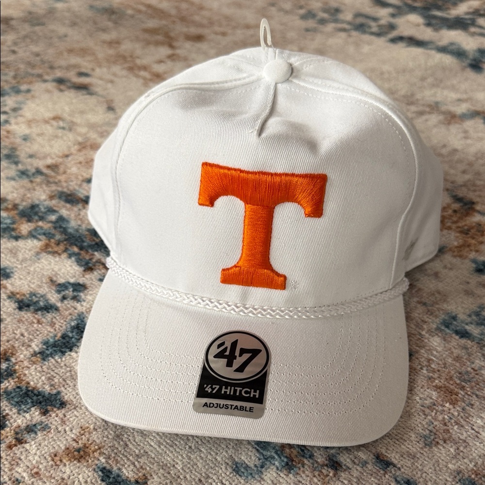 47 Brand White Cap with Orange T Tennessee Emblem